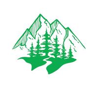 Calcomanías de pared de vinilo Agencia de viajes Snowy Peaks Mountains Forest Trees 68x82.3cm No daña la superficie de la pared Verde