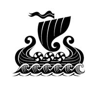 Calcomanías de pared de vinilo Barco vikingo marino estilo náutico 36x39.9cm Varios tamaños Negro