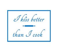 Calcomanías de pared de vinilo Cita divertida "Beso mejor que cocino" 51x69.8cm No daña la superficie de la pared Azul