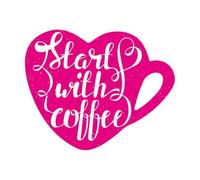 Calcomanías de pared de vinilo Comience con un café en una taza de corazón de estilo vintage. 49.2x61.1cm Decoración artística Rosa roja