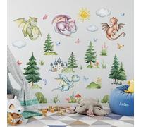 Calcomanías de pared de vinilo de PVC de dinosaurio para decoración del hogar para sala de estar, dormitorio, habitación de niños, sala de juegos, baño, calcomanías autoadhesivas (C)