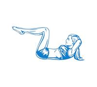 Calcomanías de pared de vinilo Gimnasio Cuerpo Chica Gimnasia Deporte Entrenamiento Gimnasio 50.4x106.6cm Cultura del tatuaje Azul