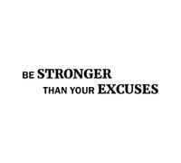 Calcomanías de pared de vinilo Más Poderosas Que Tus Excusas Frases Inspiradoras Simples Fitnesscenter 15x81.1cm Embellecedor de paredes Negro