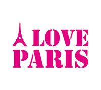 Calcomanías de pared de vinilo Me encantan las letras dibujadas a mano de París y la Torre Eiffel. 50.4x80.8cm No se cae Rosa roja