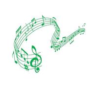 Calcomanías de pared de vinilo Ola musical de notas en un concierto de orquesta de pentagrama 52x66.3cm Cultura del tatuaje Verde