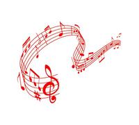 Calcomanías de pared de vinilo Ola musical de notas en un concierto de orquesta de pentagrama 64x81.6cm Removible sin dejar pegamento Rojo