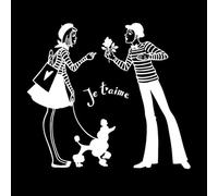 Calcomanías de pared de vinilo París Amour Amor Je T'aime Francia Romance 68x76cm No se cae Blanco