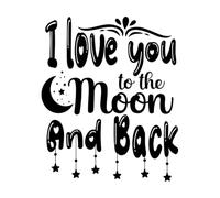 Calcomanías de pared de vinilo Te amo hasta la luna y más allá tipografía 49.2x59.2cm Decoración de carrocerías Negro