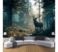 Calcomanías De Pared Grandes Ciervo La Jungla, Natural Realista, Papel Pintado Decorativo,Murales Decoración Pared Para Oficinas, Sala Estar, Gris 400×280 Cm