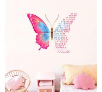 Calcomanías de pared inspiradoras grandes y coloridas con citas de vinilo, diseño de mariposa, frase motivacional, calcomanías de pared para niños y niñas, aula, sala de juegos, dormitorio, sala de