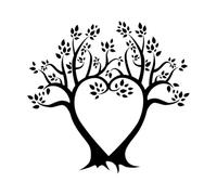 Calcomanías de pared para papel de encolado Árbol de amor romántico con ramas y corazón 36x38.2cm Fácil instalación Negro