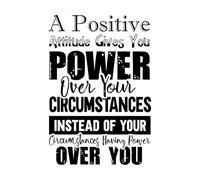 Calcomanías de pared Una actitud positiva te da poder sobre tus circunstancias. Citas motivacionales. 36x52.6cm Fácil instalación Negro