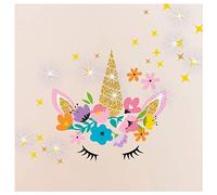Calcomanías de pared Unicornio, 50 estrellas y 15 cristales de Swarovski Decoración para el hogar, arte de pared impermeable y autoadhesivo - 30 x 30 CM
