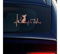 Calcomanías de perro para autos, Nouiroy lindo perro chihuahua latido de corazón calcomanías y calcomanías reflectantes para decoración de coche, calcomanías de vinilo de corazón autoadhesivas,