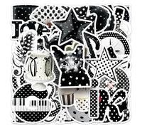 Calcomanías de puntos blancos y negros, 50 unidades, impermeables, de moda, estéticas, para laptop, monopatín, botella de agua, coche, bicicleta, teléfono, parachoques, equipaje, vinilo, lindas