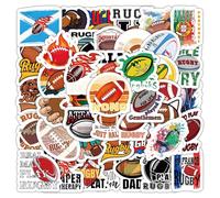 Calcomanías de rugby, 50 unidades, impermeables, divertidas, deportivas, para laptop, botella de agua, monopatín, coche, álbumes de recortes, estuche de viaje, bicicleta, equipaje, guitarra, casco,
