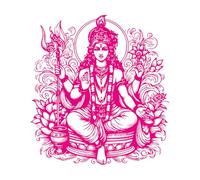 Calcomanías de tallado fino Boceto dibujado a mano de una sola línea del Señor Krishna 42x45.6cm Decoración artística Rosa roja