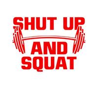 Calcomanías de tallado fino Cállate y haz sentadillas en el gimnasio. 38x51.6cm Impermeable Rojo