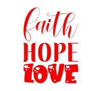 Calcomanías de tallado fino Cita de letras de fe, esperanza y amor 57.6x80.5cm Removible sin dejar pegamento Rojo