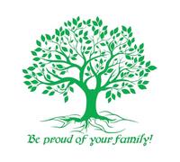 Calcomanías de tallado fino Cita sobre el árbol genealógico de la vida: siéntete orgulloso de tu genealogía 54x56cm Varios tamaños Verde