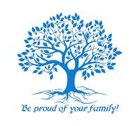 Calcomanías de tallado fino Cita sobre el árbol genealógico de la vida: siéntete orgulloso de tu genealogía 36x37.3cm Pintura mural artística Azul