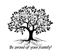 Calcomanías de tallado fino Cita sobre el árbol genealógico de la vida: siéntete orgulloso de tu genealogía 54x56cm Vinilos para ventanas Negro