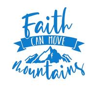 Calcomanías de tallado fino Citas inspiradoras sobre la fe que mueve montañas 54x54.1cm Embellecimiento de paredes Azul
