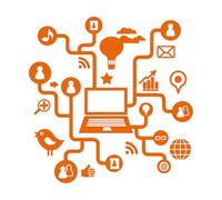 Calcomanías de tallado fino computadora portátil internet redes sociales comunicación 36x36.5cm Personalización personalizada Naranja