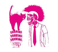 Calcomanías de tallado fino Esqueleto Calavera Punk Gato Teléfono Psicosis Loco 72x79.8cm Cultura del tatuaje Rosa roja