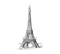 Calcomanías de tallado fino Grabado vintage del primer y segundo nivel de la Torre Eiffel 34x60.2cm Autoadhesivo Negro