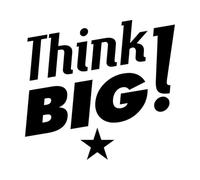 Calcomanías de tallado fino Inscripción Piensa en grande Oficina Motivación 36x38.5cm Personalización personalizada Negro