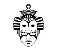 Calcomanías de tallado fino Máscara japonesa exótica del teatro Tsure Noh 68x95.5cm Vinilos para ventanas Negro