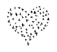 Calcomanías de tallado fino Pájaros Patrones Amor Corazón Abstracto Romance 36x39.2cm Múltiples opciones de tamaño Negro