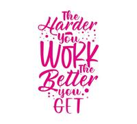 Calcomanías de tallado fino Palabras de motivación con letras: Trabaja duro, eres mejor. 30x50.8cm Vinilos para ventanas Rosa roja