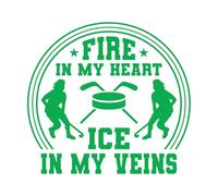 Calcomanías de tallado fino Póster impreso con tipografía de hockey: fuego en mi corazón, hielo en mis venas. 54.6x58.8cm Decoración de tiendas Verde
