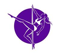 Calcomanías de tallado fino silueta de bailarina de pole dance 67.2x67.7cm Impermeable Morado