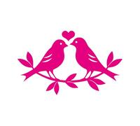 Calcomanías de tallado fino silueta de dos pájaros uno frente al otro y un corazón encima de ellos 50.4x82.2cm Removible sin dejar pegamento Rosa roja