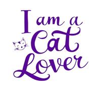 Calcomanías de tallado fino Soy un amante de los gatos tipografía soy un amante de los gatos 67.2x72cm Pintura mural artística Morado