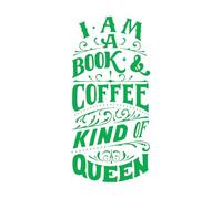 Calcomanías de tallado fino Soy una reina del libro y el café, cita de letras en estilo vintage. 54.4x115.2cm Impermeable Verde