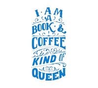 Calcomanías de tallado fino Soy una reina del libro y el café, cita de letras en estilo vintage. 54.4x115.2cm Pegatinas para vidrio Azul