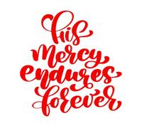 Calcomanías de tallado fino Su misericordia es para siempre Versículos Cristianos del Nuevo Testamento de la Biblia 42x43.8cm Autoadhesivo Rojo