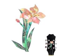 Calcomanías de ukelele, calcomanía de cabeza de pájaro de magnolia rosa, calcomanías de rosas extraíbles, decoraciones de instrumentos musicales, calcomanía con incrustaciones para cabezal de guitarra