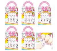 Calcomanías de Uñas de Unicorn,Decoración de Pegatinas de Uñas 5 Hojas Nail Art Stickers 3D Consejos de Uñas Autoadhesivas Decoraciones de Manicura para Mujeres Niñas Niños