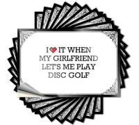 Calcomanías de vinilo duradero para decoración de porche de granja, con texto en inglés "I Love It When My Girlfriend Let's Me Play, disco para puerta de golf para uso de café (6 x 9 cm)