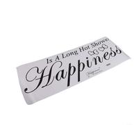 Calcomanías de vinilo extraíbles para pared de baño con texto "Happy Is A Long Hot Show", acabado mate con cinturón de transferencia para una fácil aplicación de bricolaje