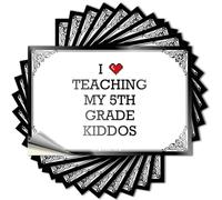 Calcomanías de vinilo impermeables para decoración de sala de juegos, con texto en inglés "I Love Teaching My 5th Grade Kiddos", nueva cubierta para proyectos de bricolaje secos (6 x 9 cm)