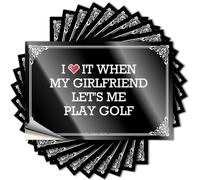 Calcomanías de vinilo inspiradoras con letras, regalos para el hogar, calcomanías impermeables para sombrero para botella de agua | I Love It When My Girlfriend Let's Me Play Golf, perfectas para