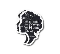 Calcomanías de vinilo laminado de alta calidad con texto en inglés "Never Underestimate The Power of A Girl with A Book", 2 unidades, 5 pulgadas en el lado más ancho, fabricado en Estados Unidos,