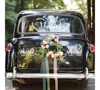 Calcomanías de vinilo para coche, 3 unidades, elegantes letreros de amor recién casados, decoración de coche, vehículos, espejo lateral, ventana, vidrio, calcomanías extraíbles para luna de miel