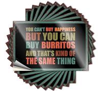 Calcomanías de vinilo para decoración de patio trasero, impermeables, rígidas, para botella de agua, no puedes comprar la felicidad, pero puedes comprar burritos, perfectas para decoración de laptop